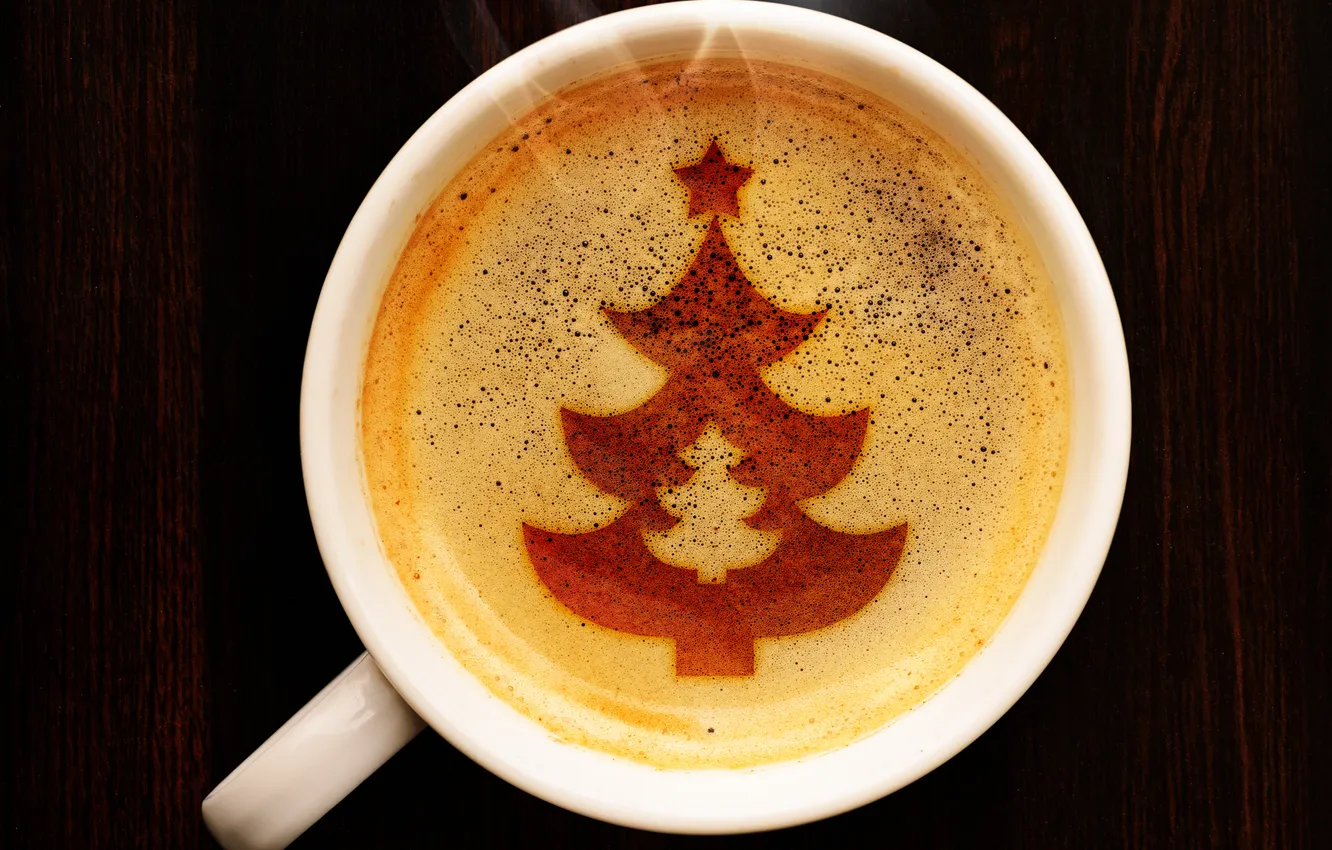 Photo wallpaper foam, pattern, tree, coffee, Cup, tree, herringbone, cappuccino