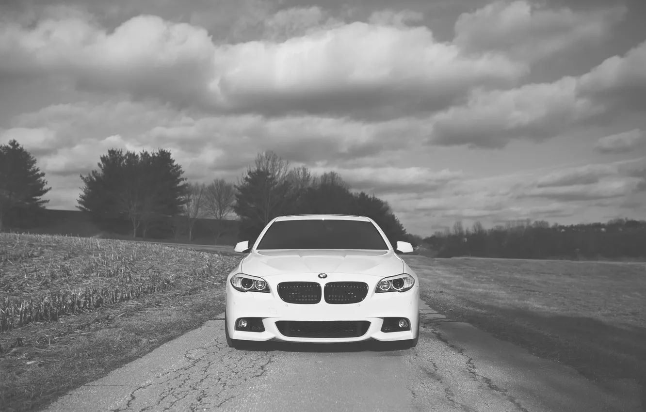 Photo wallpaper BMW, white, F10, WHEELS, 5 Series, Vossen