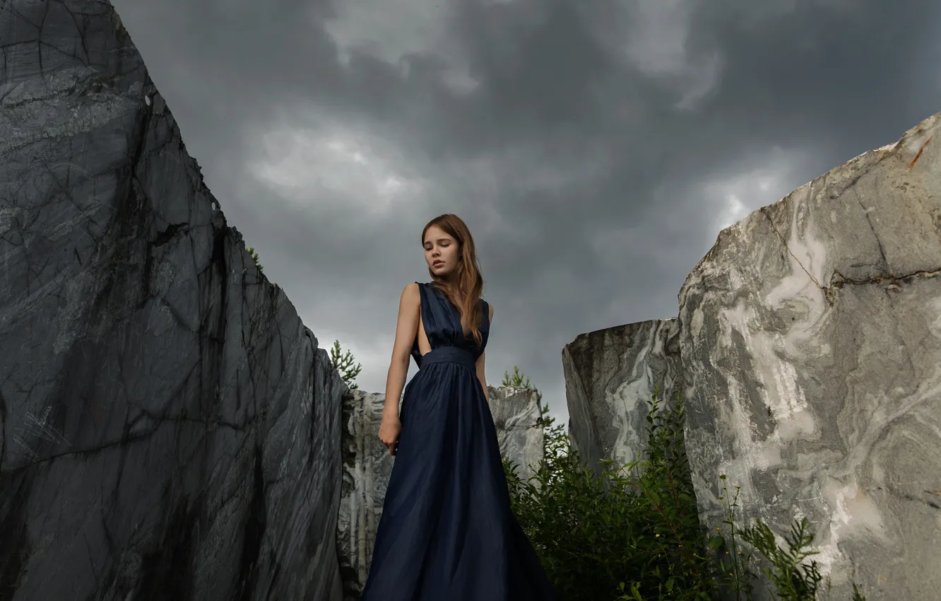 Photo wallpaper girl, sweetheart, model, portrait, dress, light, brown hair, beautiful