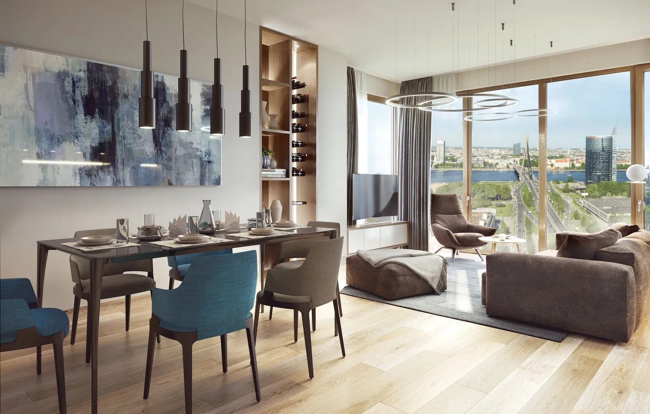 Photo wallpaper design, style, interior, living room, dining room, Riga, LCD Philosophers Residence