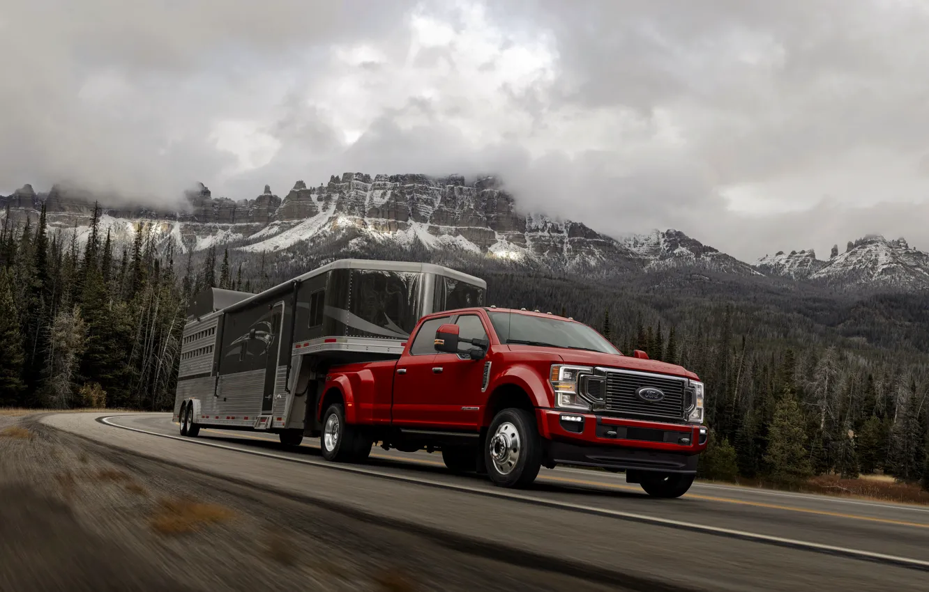 Photo wallpaper Ford, pickup, the trailer, Super Duty, F-450, Limited, 2019, F-series