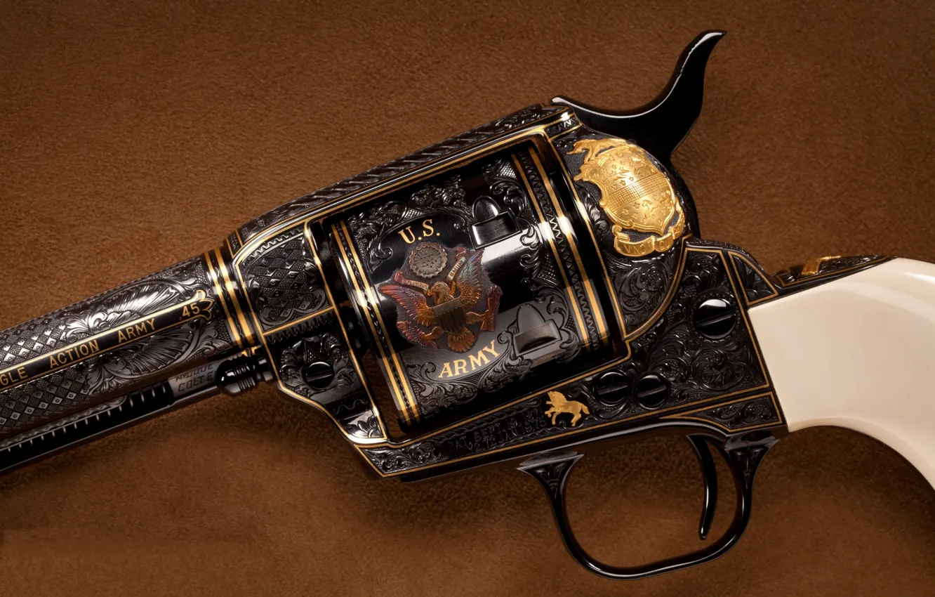 Photo wallpaper decoration, revolver, drum, Colt