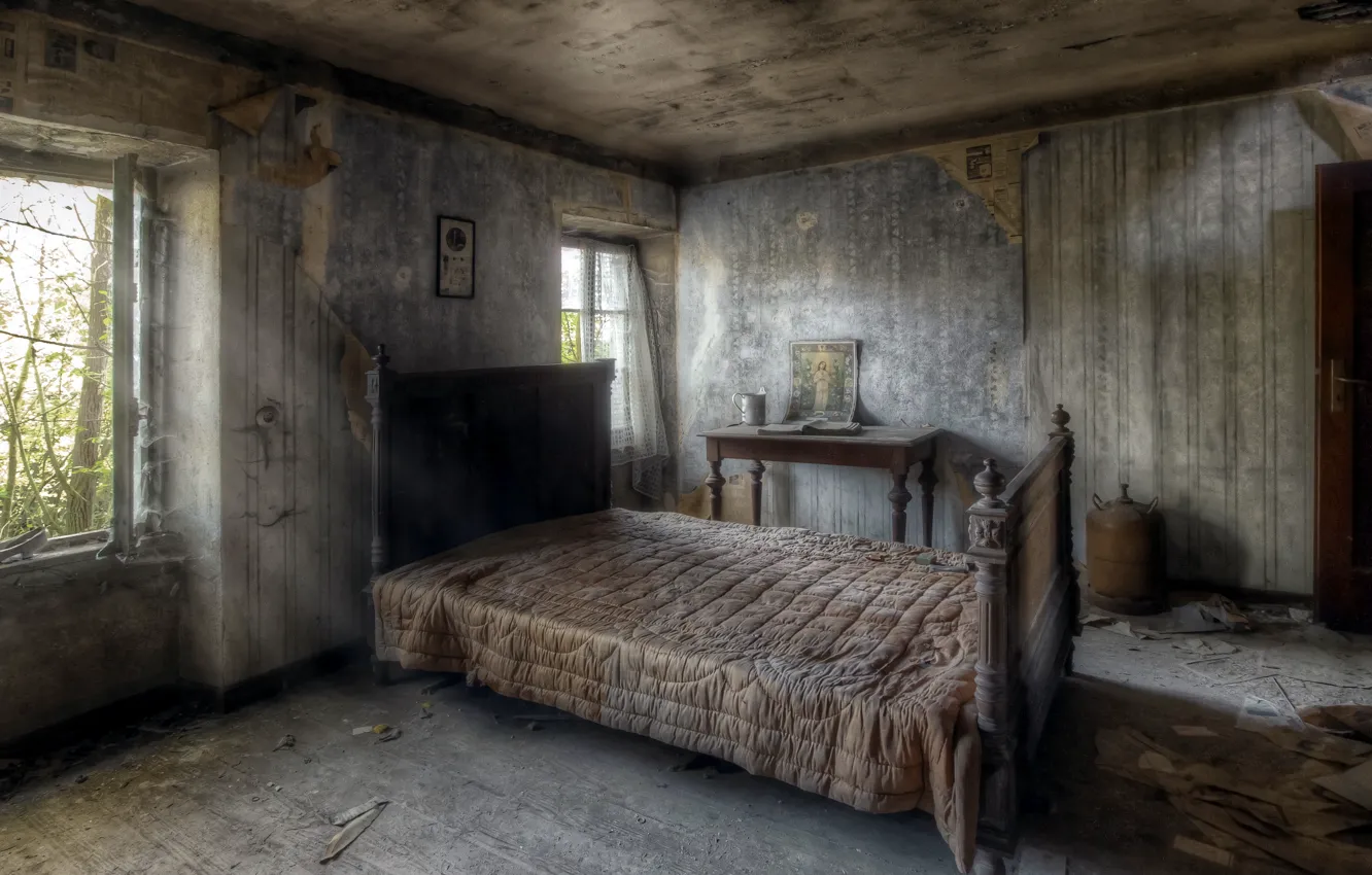 Photo wallpaper room, bed, window