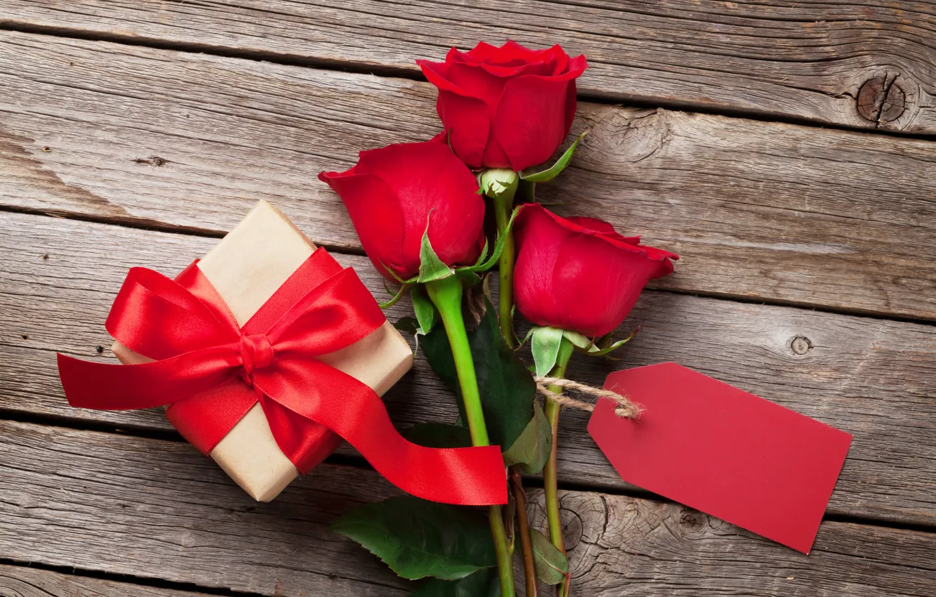 Photo wallpaper love, flowers, gift, romance, roses, love, Valentine's day, wood