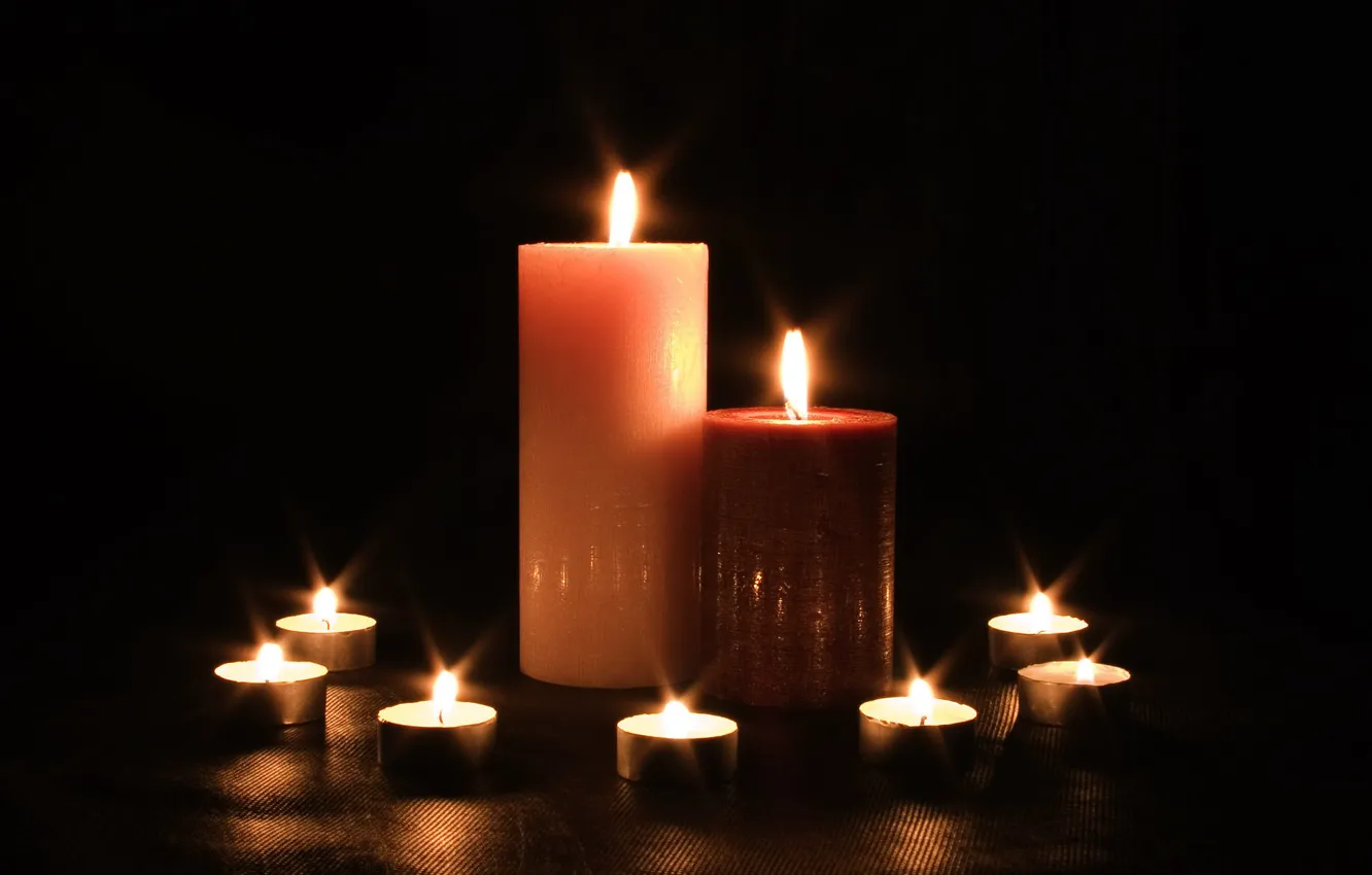Photo wallpaper light, fire, candles