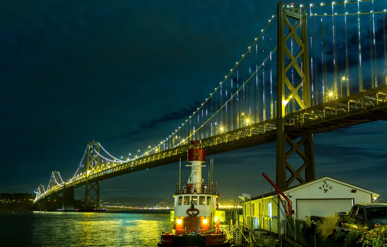 Photo wallpaper night, city, Bay, San Francisco, USA, USA, Auckland, night