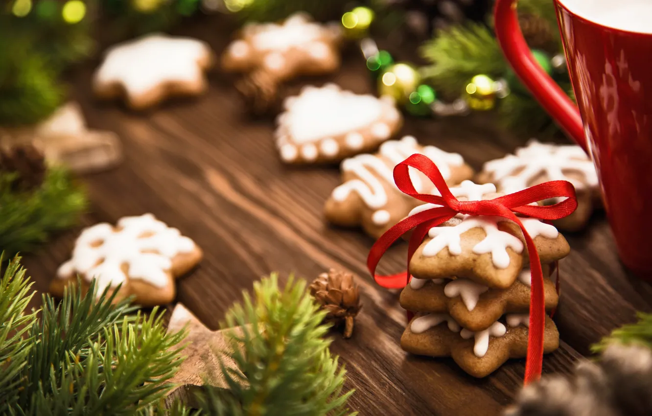 Photo wallpaper spruce, cookies, christmas, winter, treats