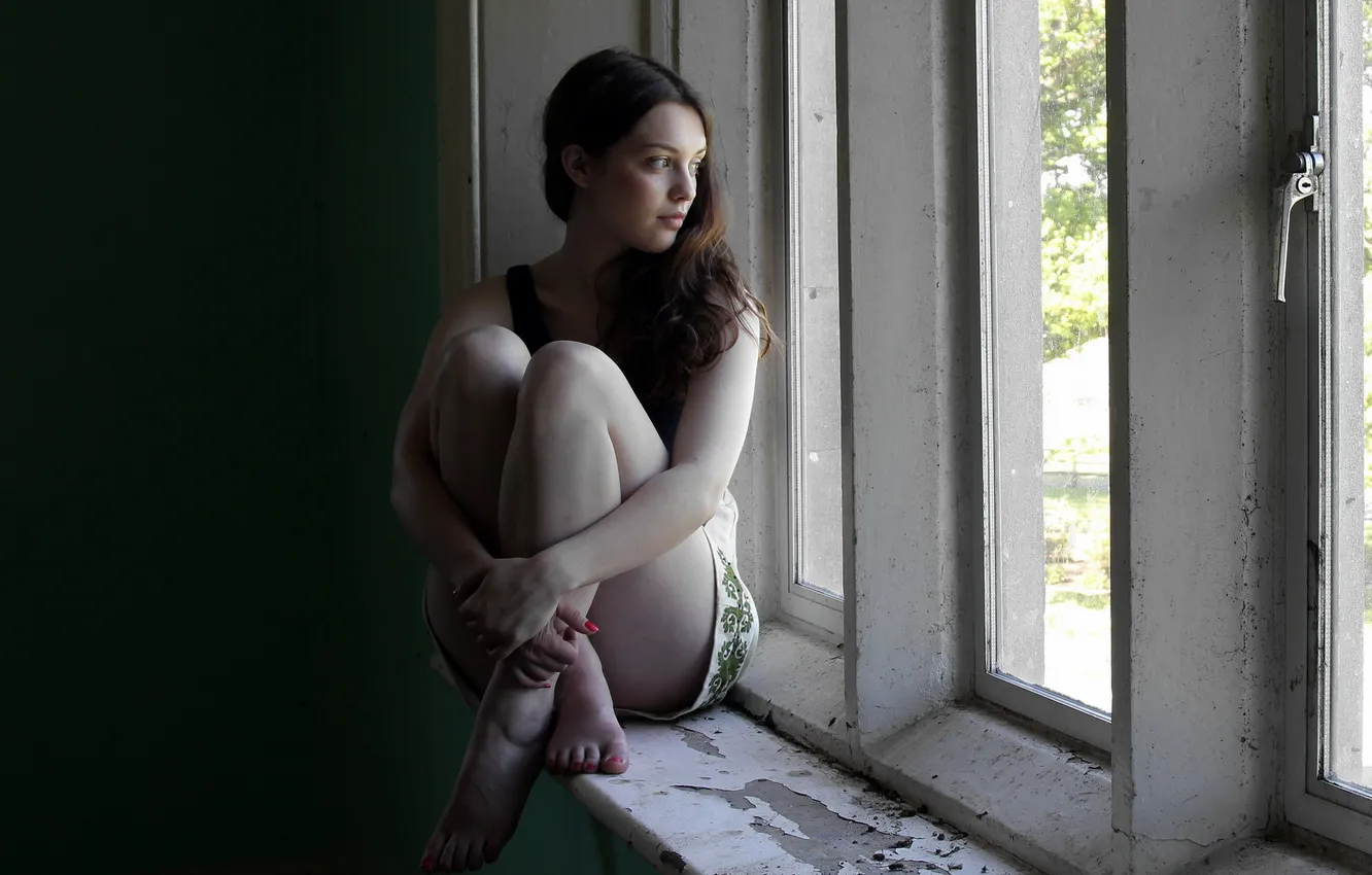 Photo wallpaper girl, pose, window