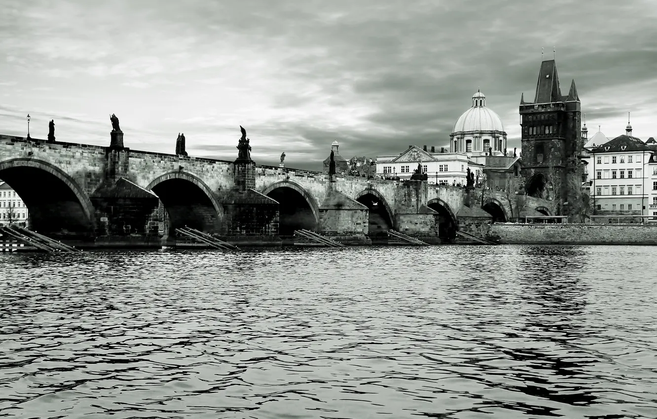 Photo wallpaper Prague, Charles bridge, Wallpapers Czech Republic