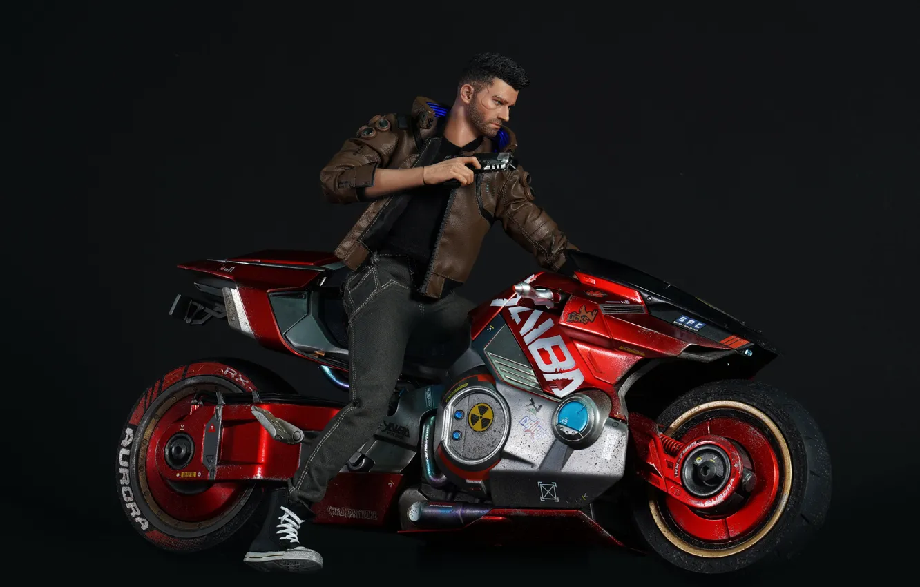 Photo wallpaper future, gun, weapons, the game, technology, future, motorcycle, bike