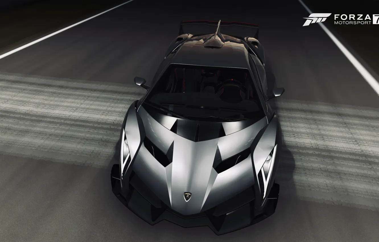 Photo wallpaper HDR, Lamborghini, game, speed, Veneno, Lamborghini Veneno, FM7, UHD