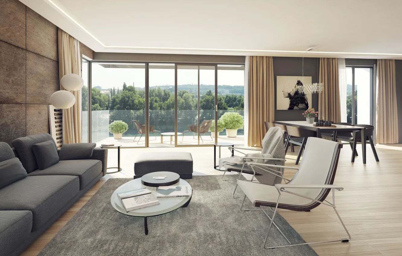 Photo wallpaper villa, luxury, living space