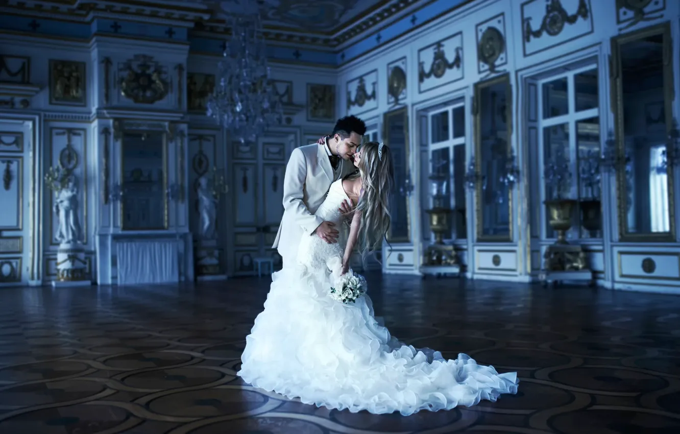 Photo wallpaper the bride, Palace, wedding, the groom