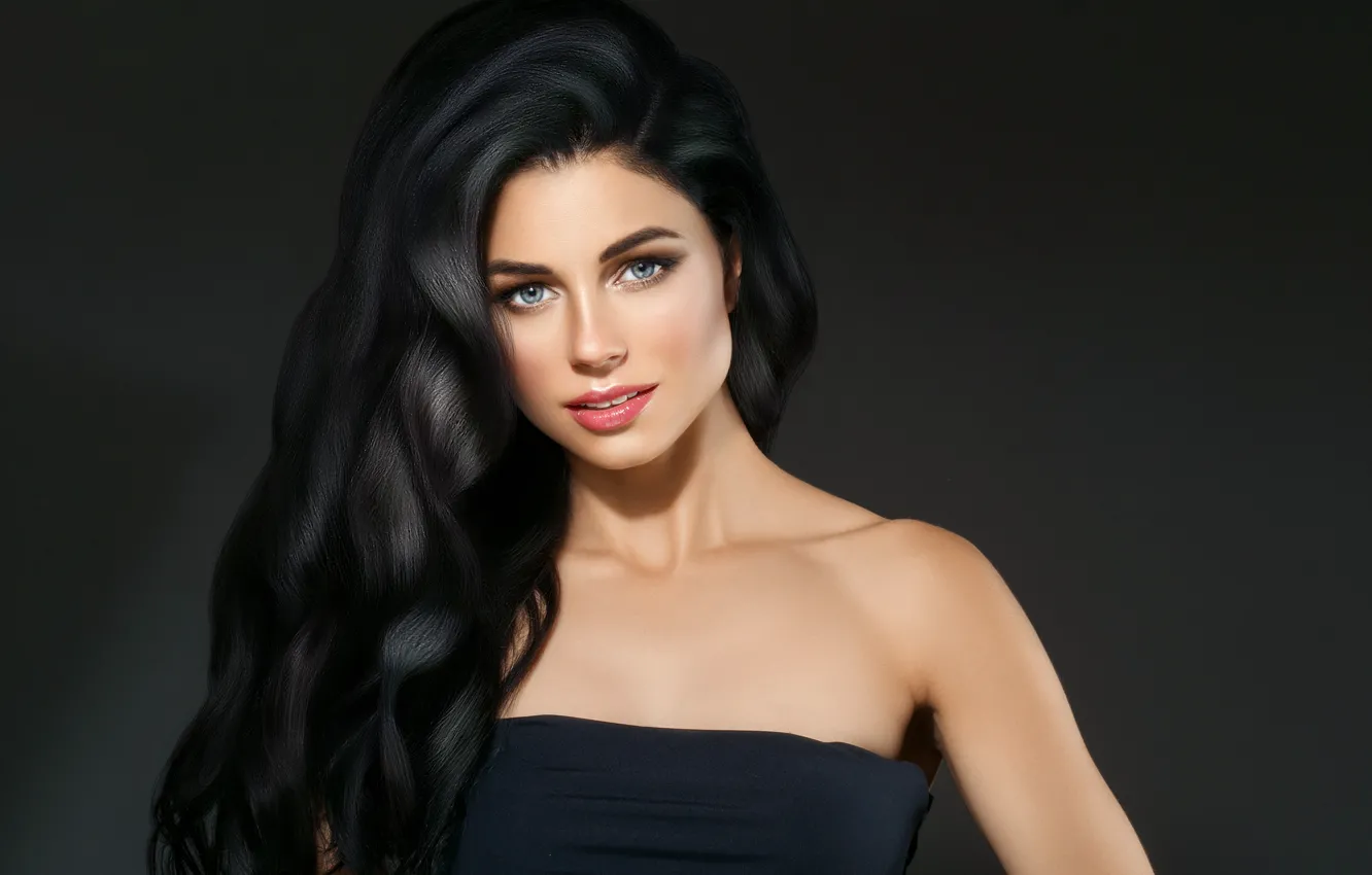 Photo wallpaper look, girl, face, model, portrait, makeup, brunette, hairstyle