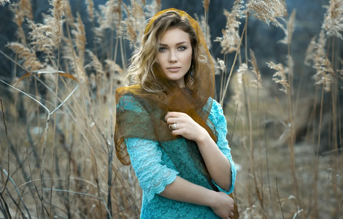Photo wallpaper grass, look, nature, dress, sponge, curls