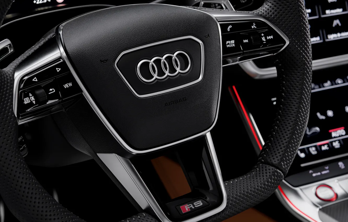 Photo wallpaper Audi, the wheel, emblem, universal, RS 6, 2020, 2019, V8 Twin-Turbo