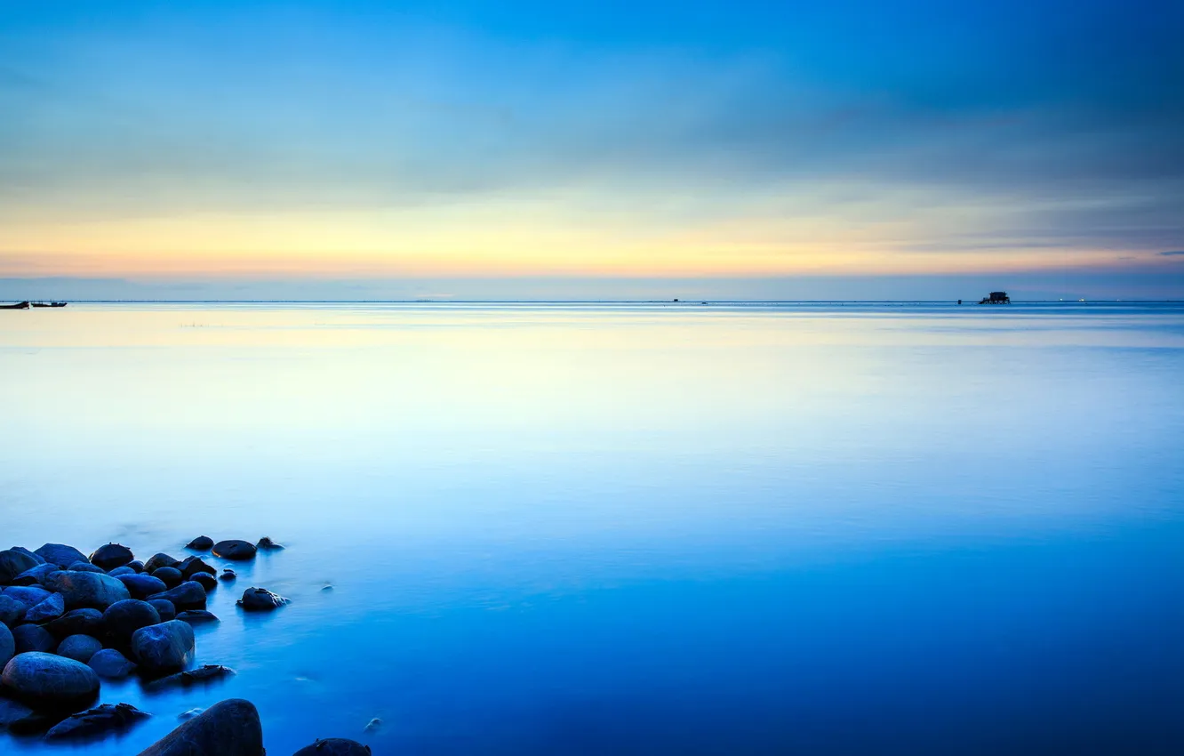 Photo wallpaper sea, landscape, sunset