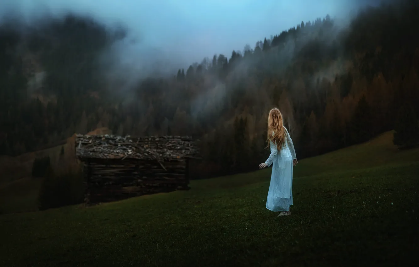 Photo wallpaper girl, nature, home, dress, TJ Drysdale