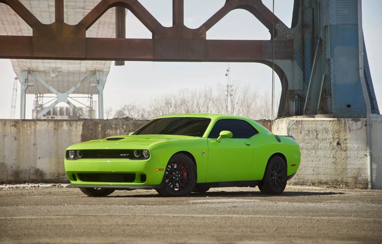 Photo wallpaper Dodge, Challenger, Green, Hellcat, SRT