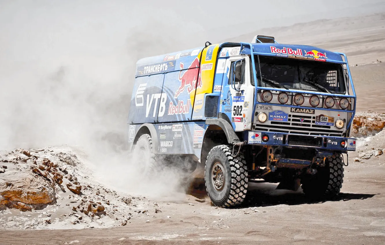Photo wallpaper Auto, Dust, Sport, Machine, Master, Kamaz, Rally, Dakar