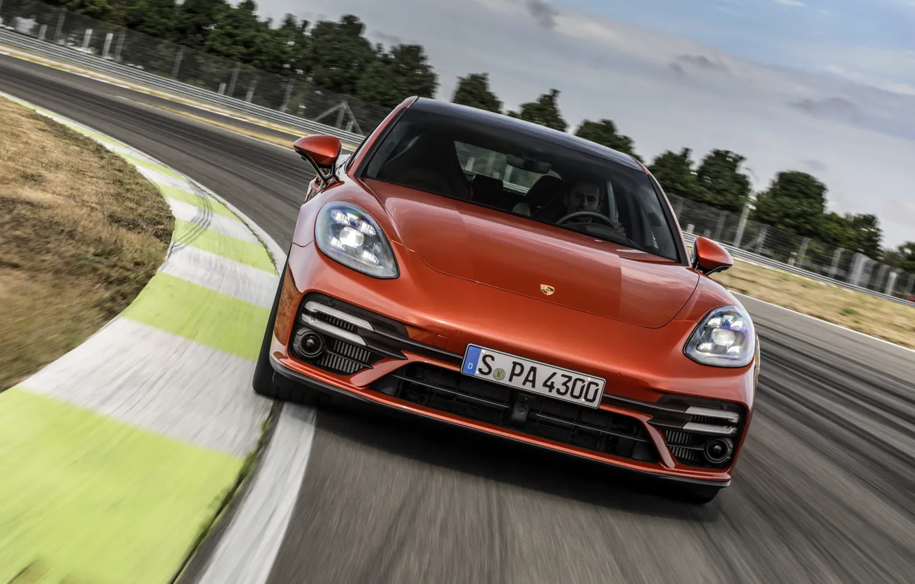 Photo wallpaper Porsche, Panamera, front, universal, 2021, Panamera Turbo S Sport Turismo