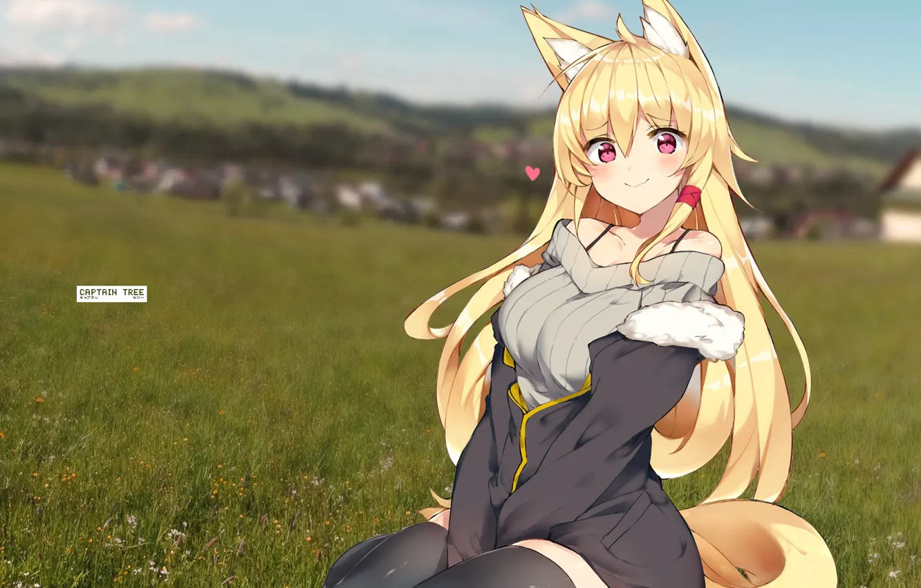 Photo wallpaper girl, nature, Fox, retouching, by Captain-Tree