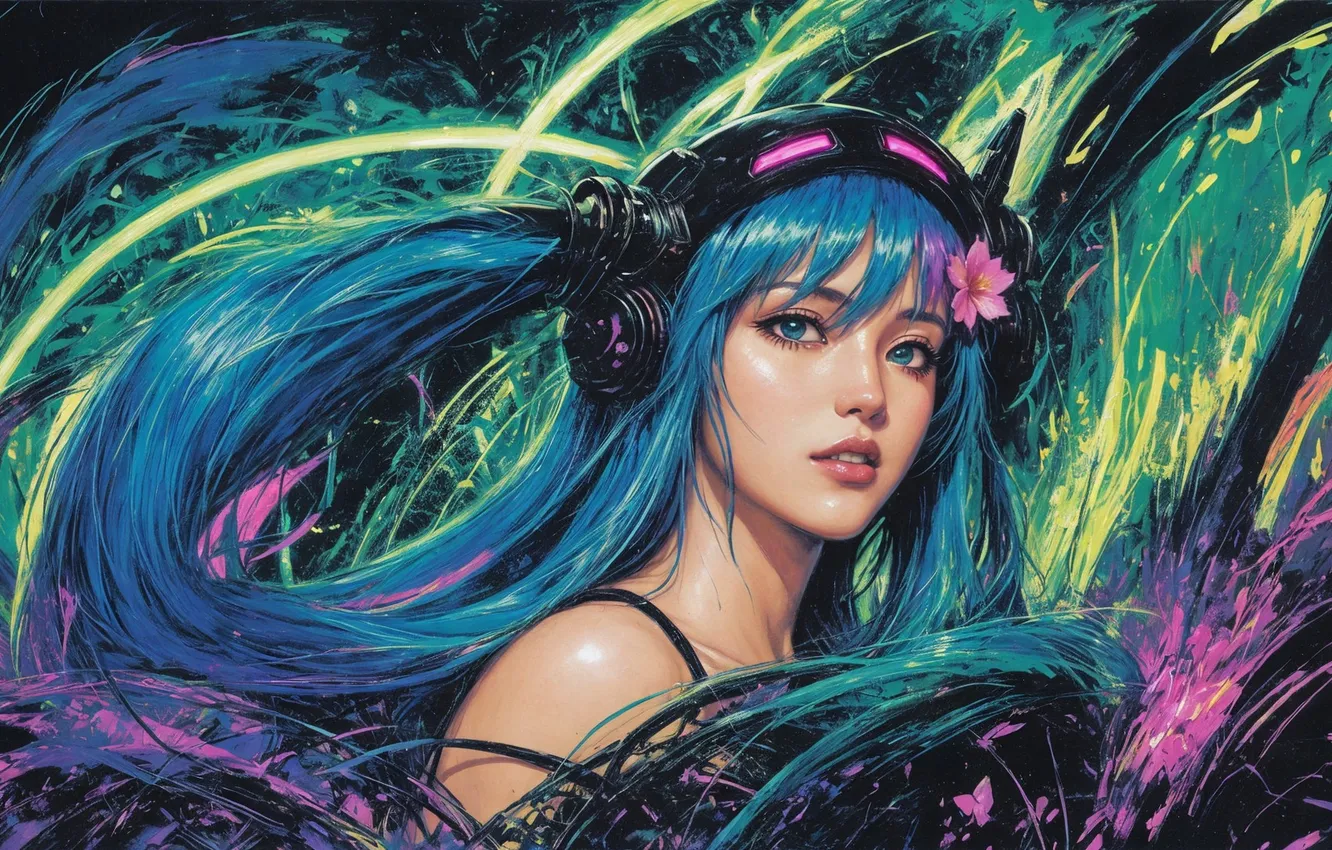 Photo wallpaper girl, color, portrait