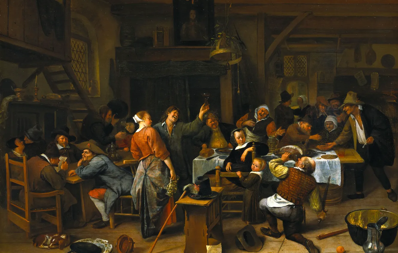 Photo wallpaper trees, oil, picture, genre, Ian Havickszoon Walls, The Company Celebrates The Birth Of Prince