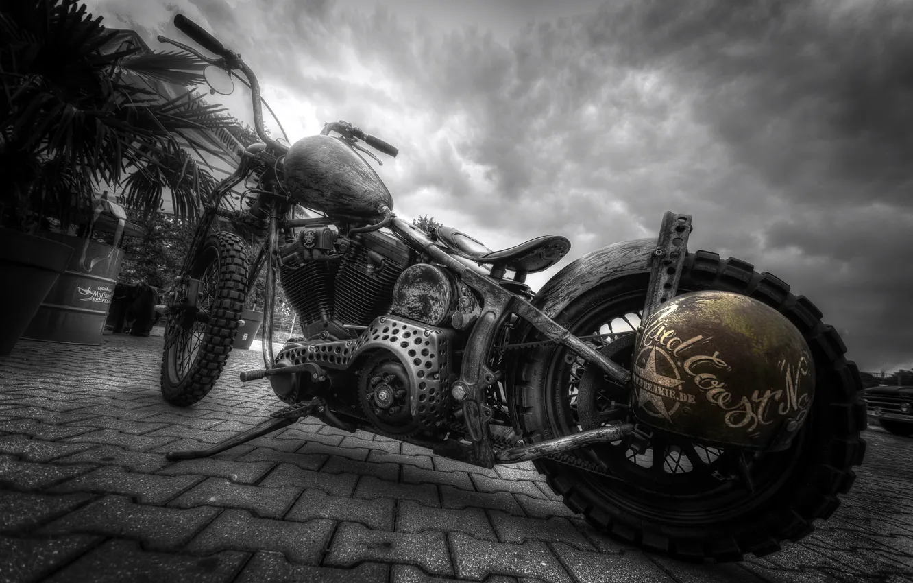 Photo wallpaper background, street, motorcycle