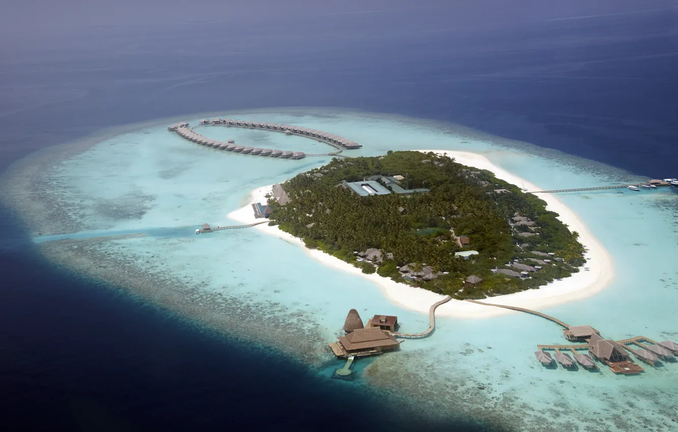 Photo wallpaper the ocean, island, the hotel, Attol