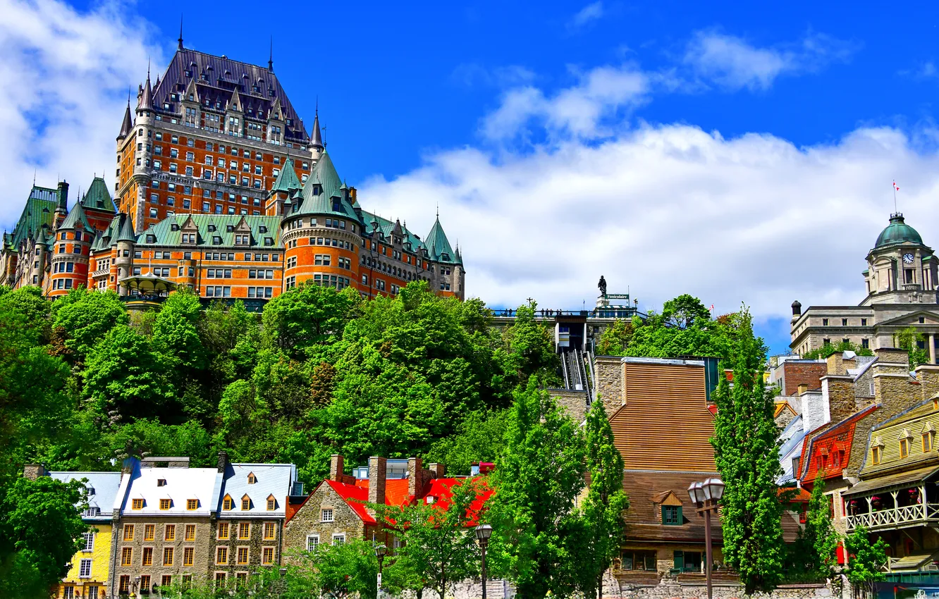 Photo wallpaper building, home, Canada, the hotel, Canada, Quebec, QC, Château Frontenac