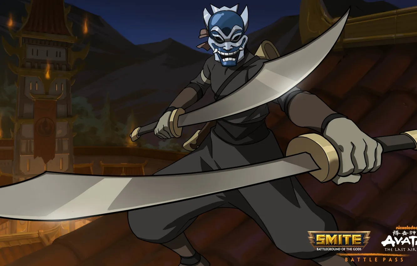 Photo wallpaper sword, mask, ninja, Smite, Susano