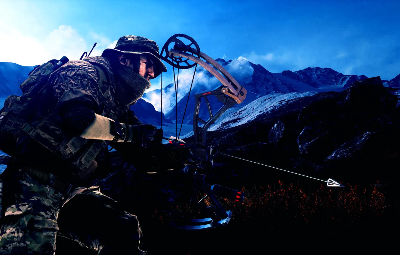 Photo wallpaper weapons, bow, soldiers, arrow, Battlefield 4