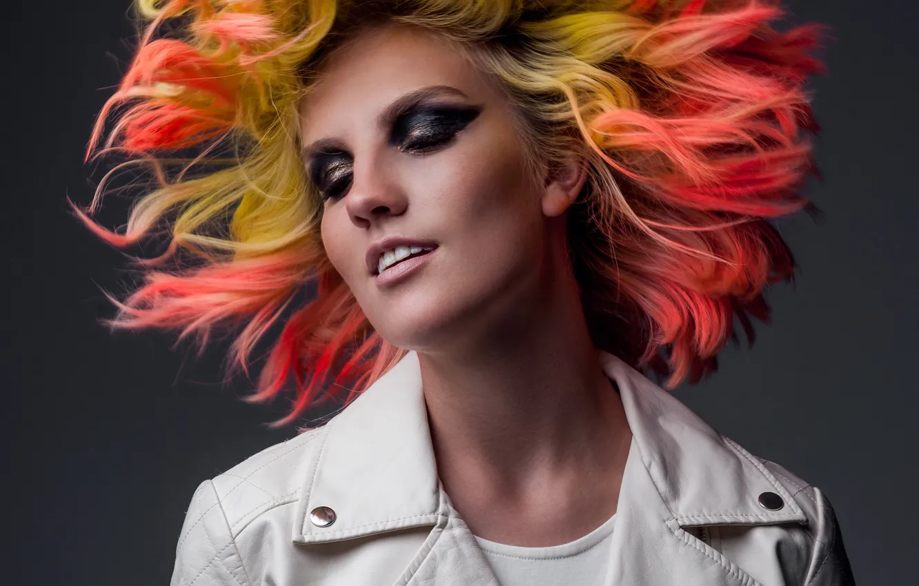 Photo wallpaper girl, bright, hair, makeup