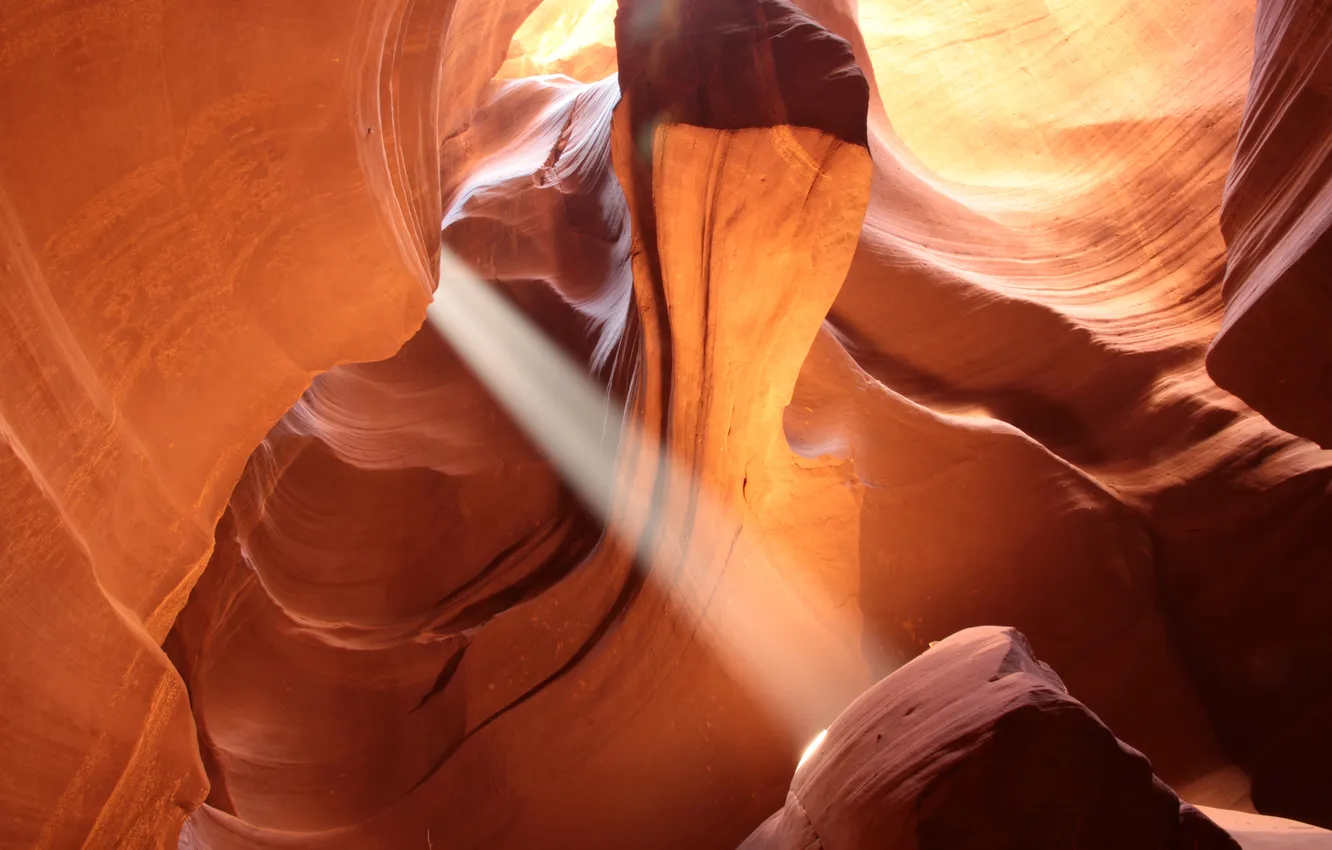 Photo wallpaper rays, light, nature, stones, rocks, canyon, cave, a beam of light