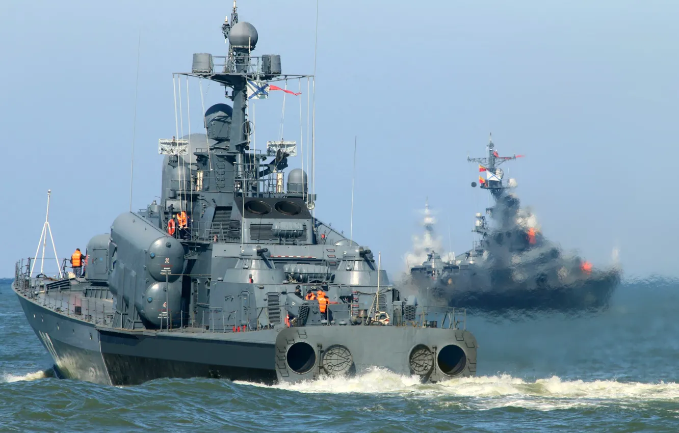Photo wallpaper large, boat, R-257, rocket, guards
