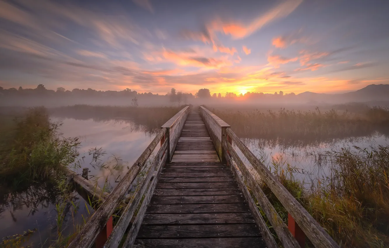 3D Lake Bridge Sunset 418 Tablecloths