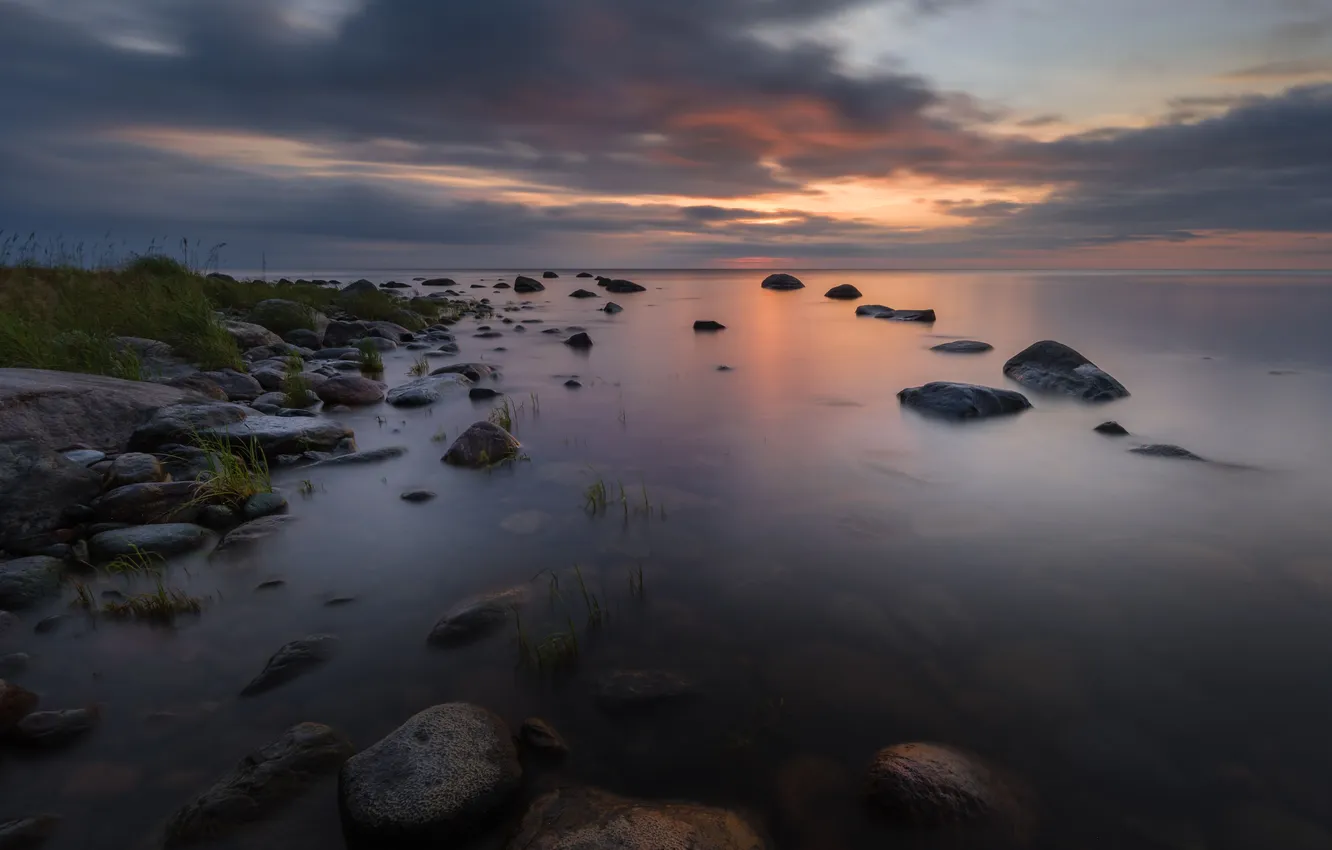 Photo wallpaper dawn, Ladoga, A quiet morning, Oleg Baburin