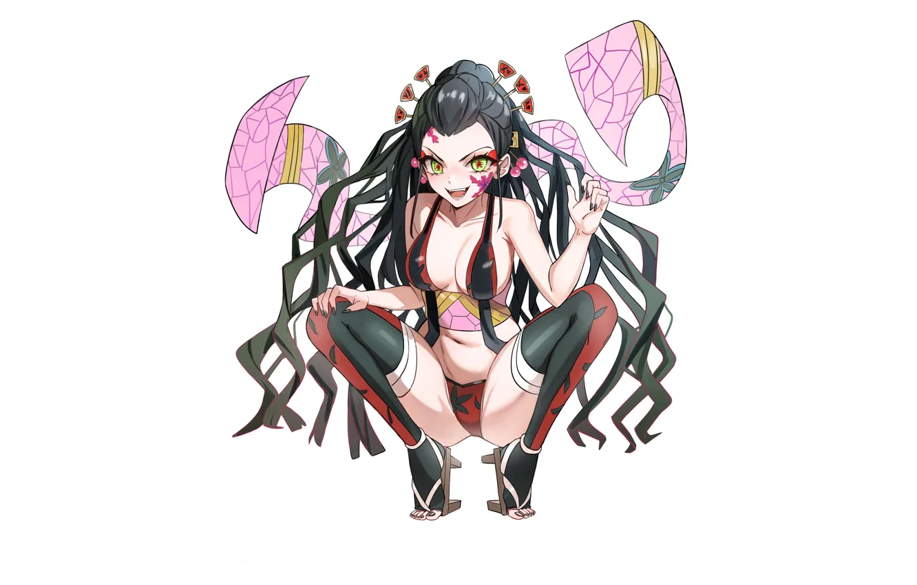 Photo wallpaper girl, sexy, lingerie, bra, cleavage, panties, thighhighs, green eyes