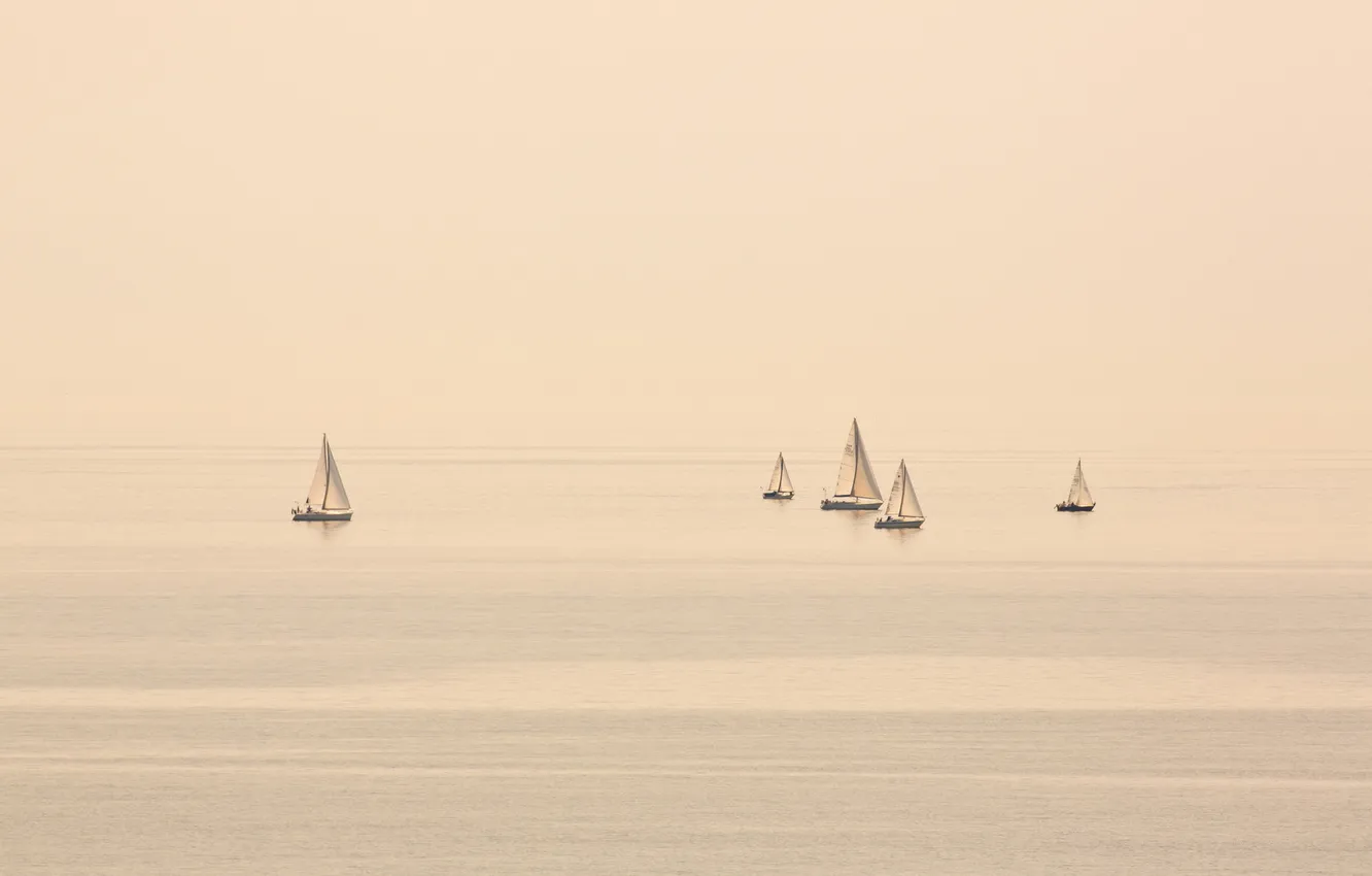 Photo wallpaper sea, landscape, boats