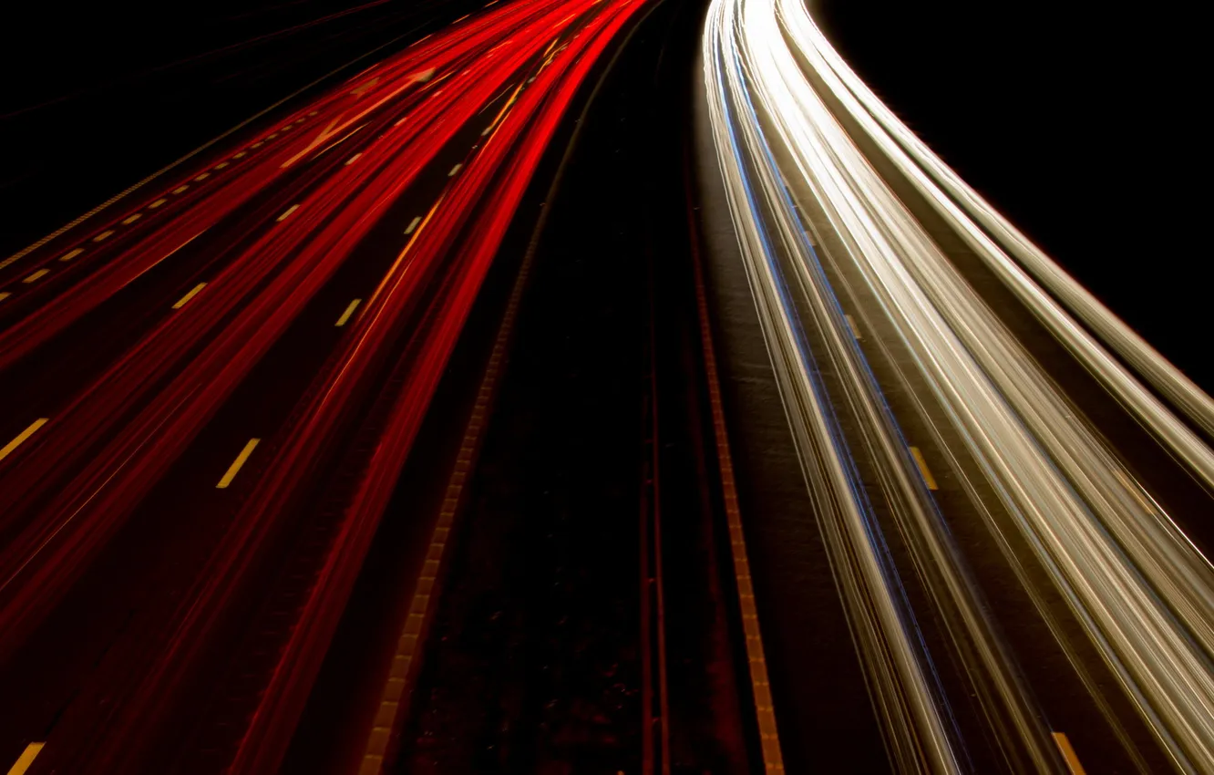 Photo wallpaper road, night, lights