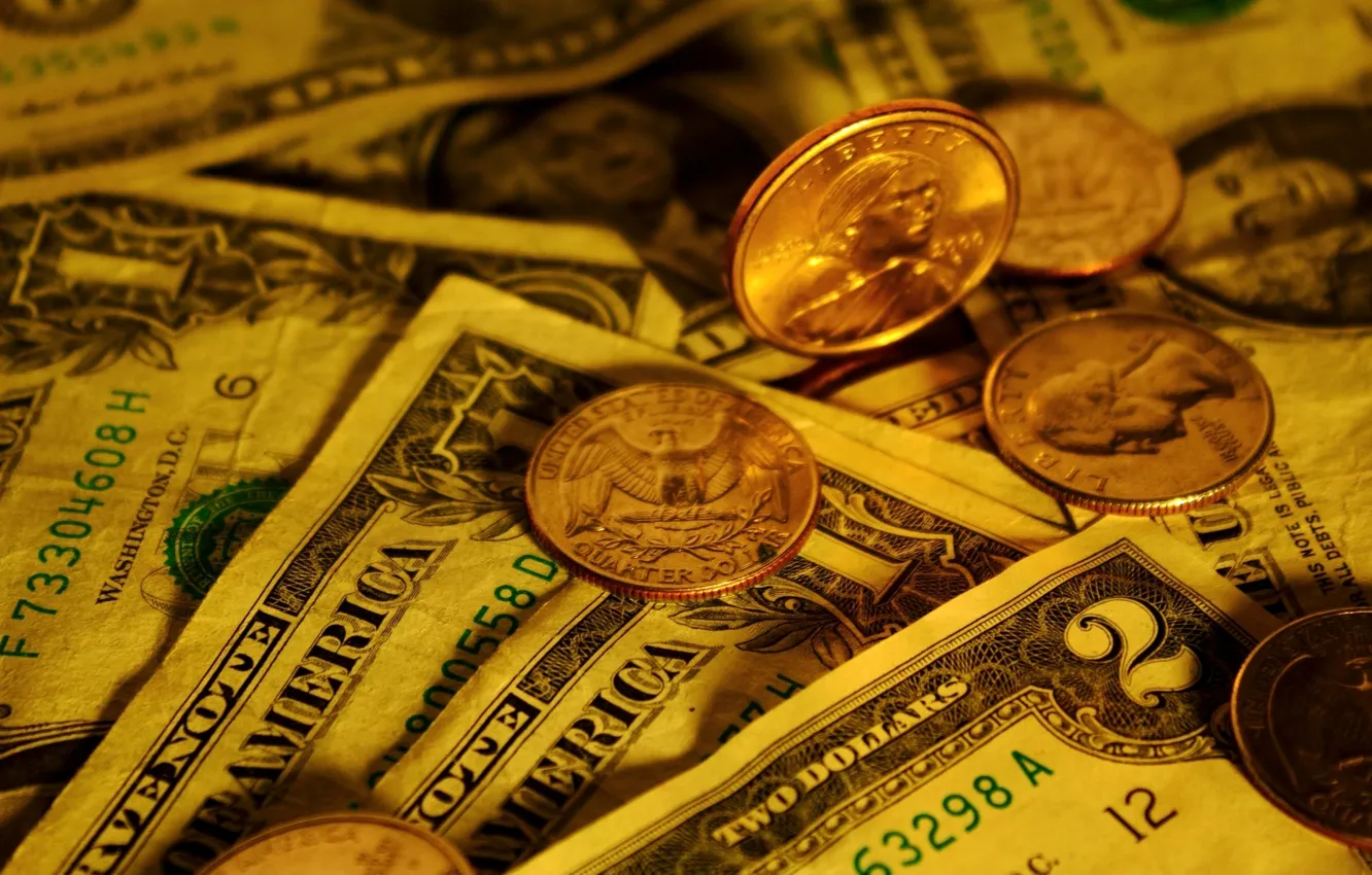 Photo wallpaper gold, money, coins