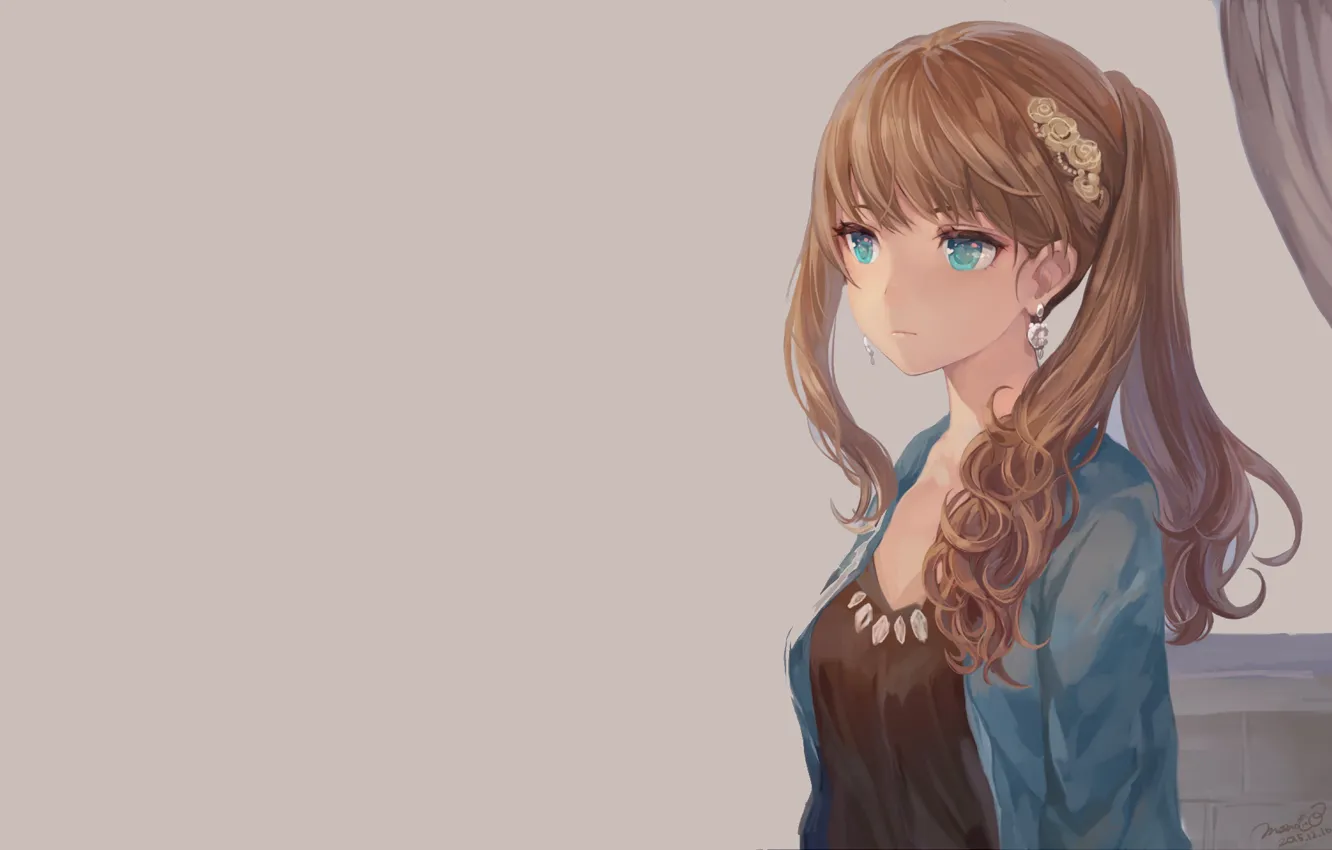 Photo wallpaper girl, background, anime, art, hairstyle