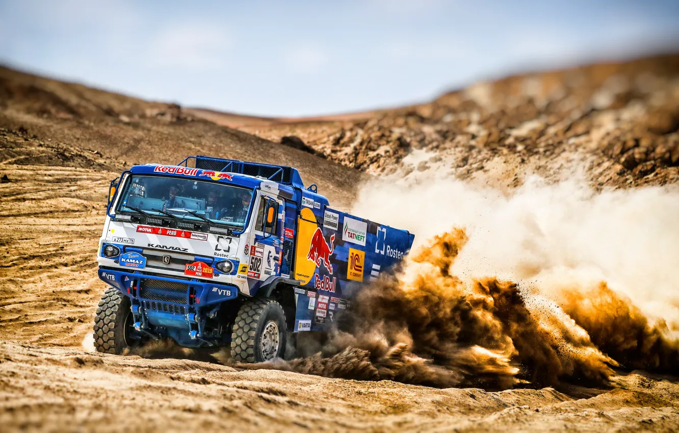 Photo wallpaper sand, machine, auto, Truck, Master, Russia, Kamaz, Rally