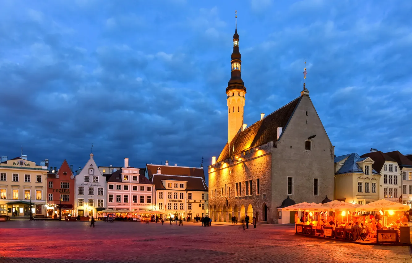 Photo wallpaper building, home, area, Estonia, Tallinn, town hall, Town hall square