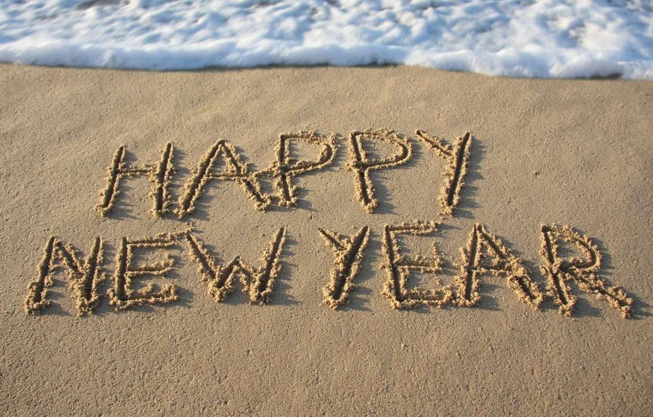 Photo wallpaper sand, sea, beach, beach, sea, sand, New Year, Happy