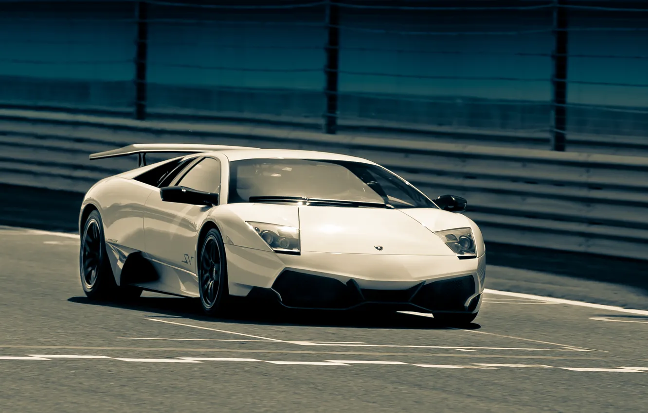 Photo wallpaper white, track, Lamborghini, white, track, Lamborghini, Murcielago, LP670-4