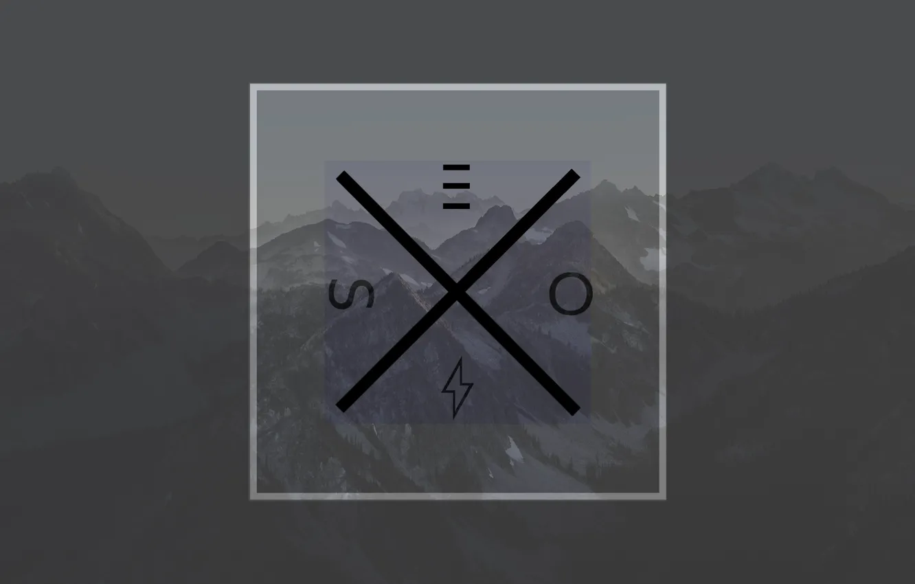 Photo wallpaper Mountains, Logo, square, minimalsim