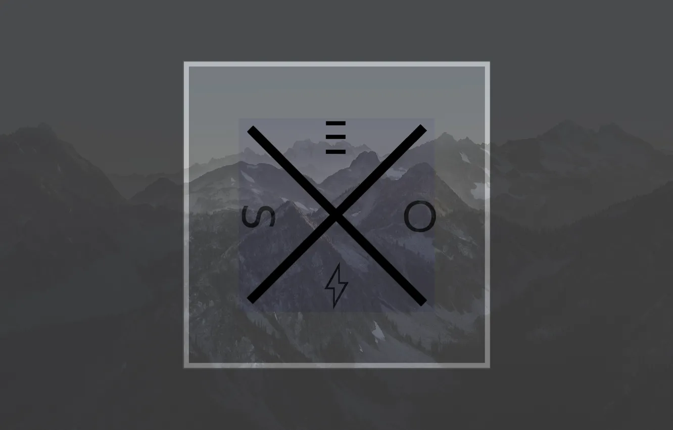 Photo wallpaper mountains, logo, squares, minimalsim
