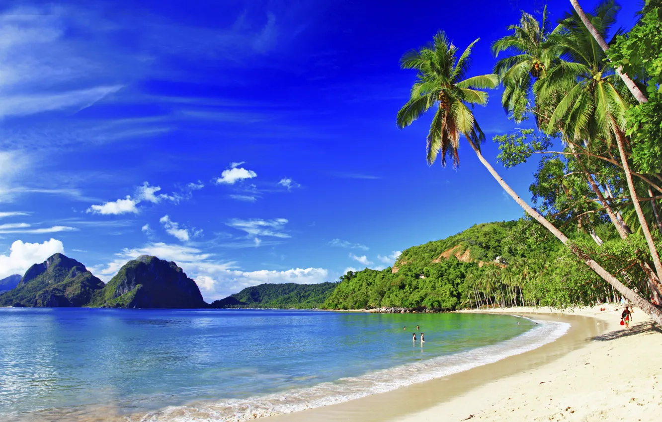 Photo wallpaper beach, palm trees, the ocean, exotic, Philippines